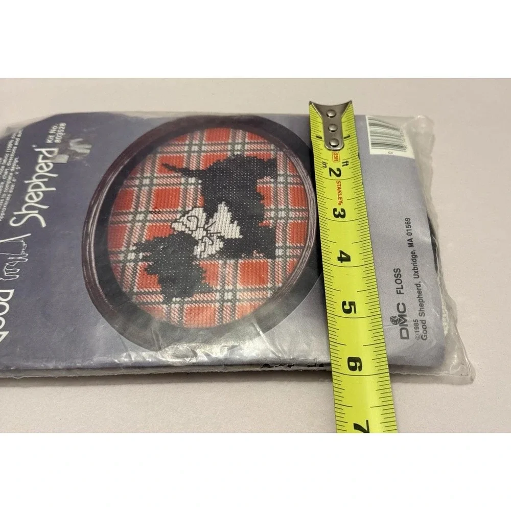 Vintage Scottie Dog Good Shepherd Cross Stitch Kit# 803528 Floss NOS Sealed Xmas